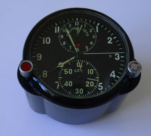 Cockpit panel clock acs-1 (АЧС-1) for a soviet aircrafts