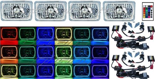 4x6&#034; color change smd led halo angel eye headlight 6000k hid light bulbs set of