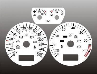 1999-2003 jetta metric km/h instrument cluster white face gauges 99-03 bora