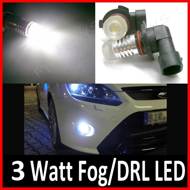 9005 white 3 watt led drl fog light headlight bulbs #k10