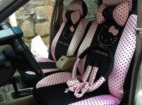 New 1 set plush cartoon car seat cover seat covers universal pink &amp; black 18pcs