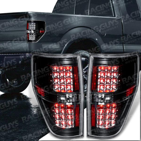 09-11 ford f150 f-series pickup new euro black/chrome led tail lights lamps