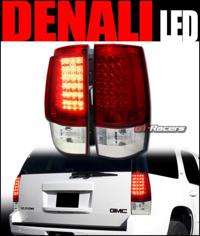 Red clear full led tail lights lamps 2007-2011 chevy/gmc suburban tahoe yukon xl