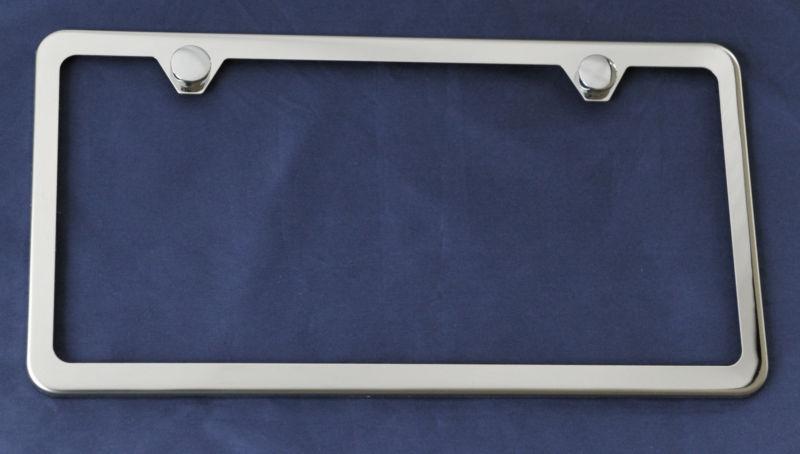 Slim stainless steel license plate frame chrome new 