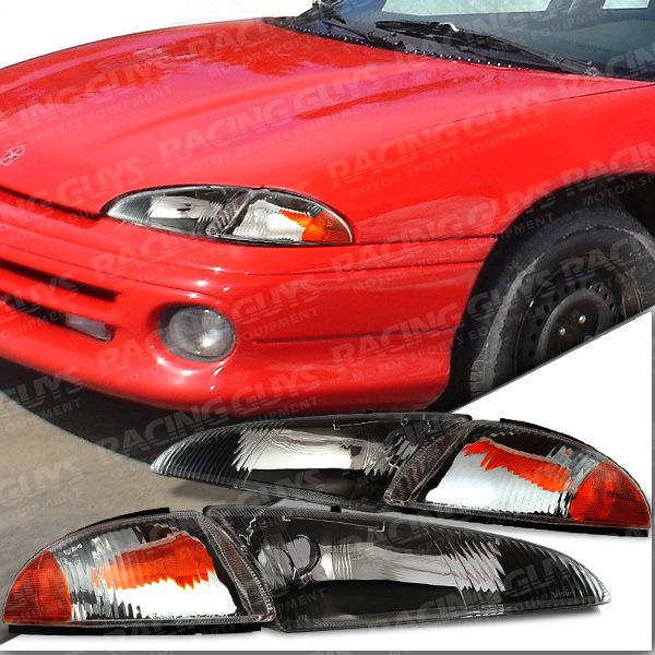 93-97 dodge intrepid black headlight head lights+corner signal 94 95 96 es pair 