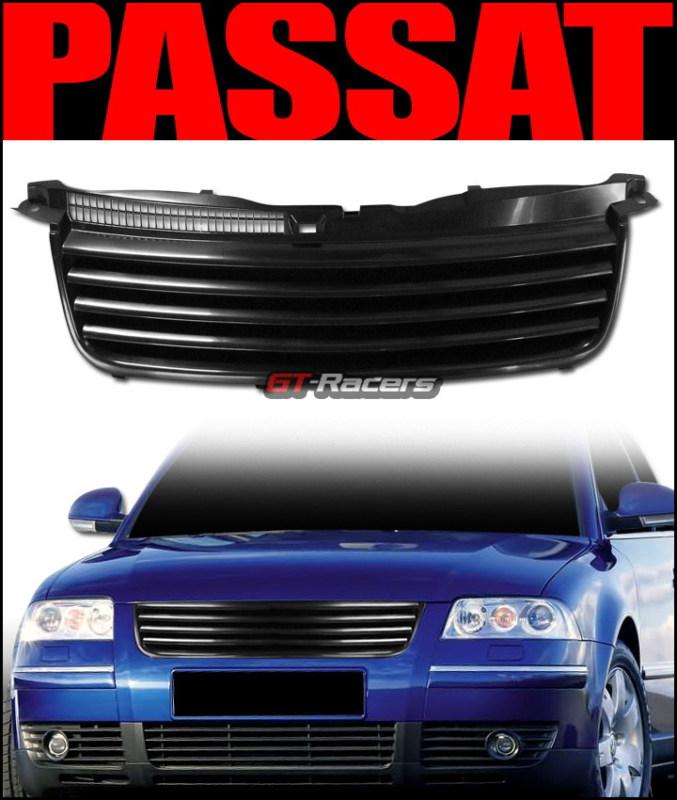 Blk horizontal badgeless front hood bumper grill grille abs 02-05 vw passat b5.5