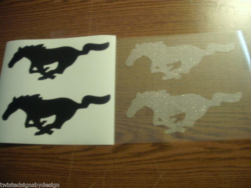 Ford mustang pony - etched glass & matte black vinyl decals ! set of 4 - new !!