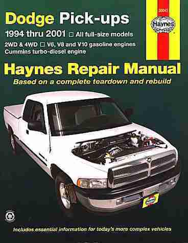  dodge full-size pickup repair shop manual 1994 1995  1997 1998 1999 2000 2001