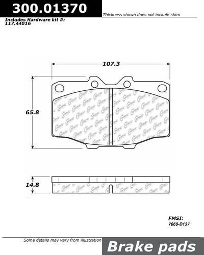 Centric 300.01370 brake pad or shoe, front-premium semi-met pads w/shims