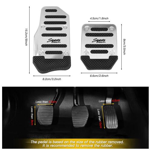 3pcs silver non-slip gas brake pad pedals cover set for manual car universal eah