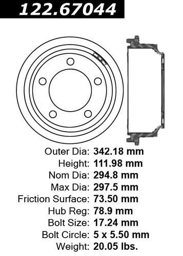 Centric 122.67044 rear brake drum-premium drum