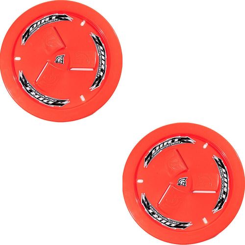 Dirt defender 15 x 8 vented wheel covers mud covers neon red 2 pack