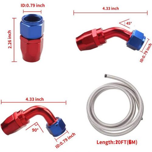 20ft 5/8&#034; 10an hose nylon stainless steel braided cpe oil fuel line fittings kit