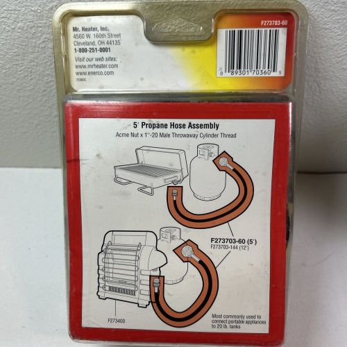 Mr. heater 5ft propane hose acme nut to 1&#034;-20 throwaway male thread f273703-60