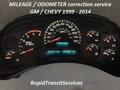 1999-2014 gm / chevrolet speedometer cluster odometer/mileage correction service