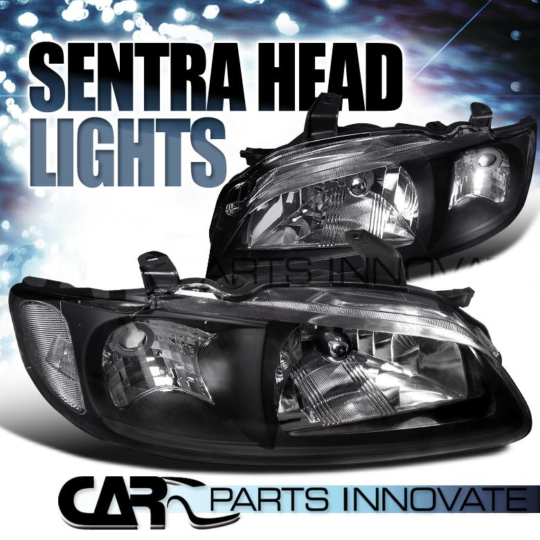 Nissan 00-03 sentra 4dr gxe se-r jdm crystal headlights black