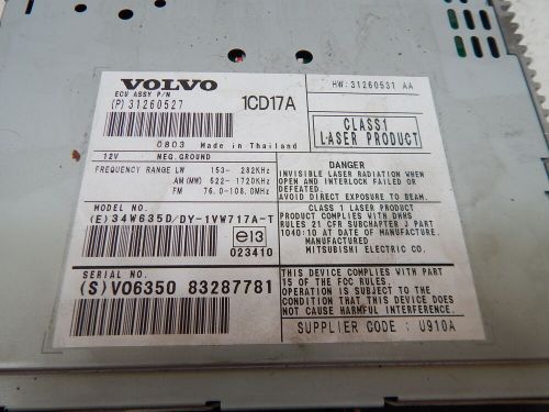 Volvo v50 mk2 hatch 5dr 04-10 radio cd player 31260527