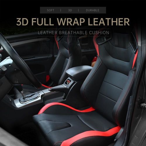 Black red racing seats 2 pcs reclinable bucket seats for cars universal seats