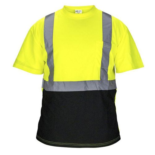 X-larg black bottom t-shirt, class 2 yellow with 2&#034; reflective tape sas safety