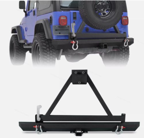 For 87-96 yj &amp; 97-06 tj jeep wrangler new rear bumper w/ tire carrier d-ring