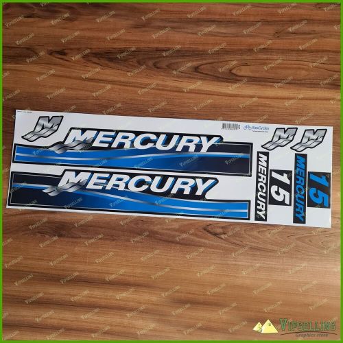 Mercury marine 15 hp outboadrs motor blue laminated decals stickers kit set boat