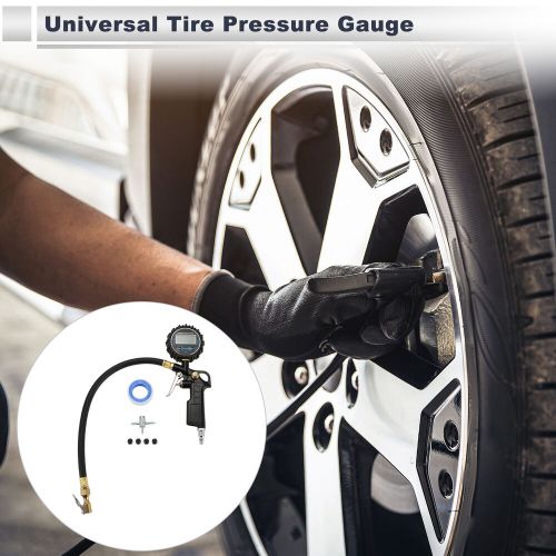 1 set universal tire pressure gauge 200psi 2.68inch with inflator