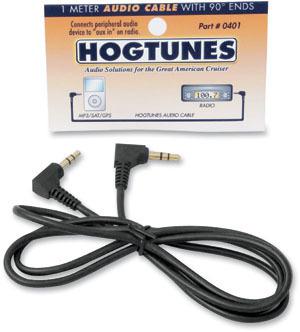 Hogtunes audio cable with 90 degree ends black one size universal