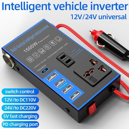 Compact 120w car power inverter with multiple usb ports for device charging