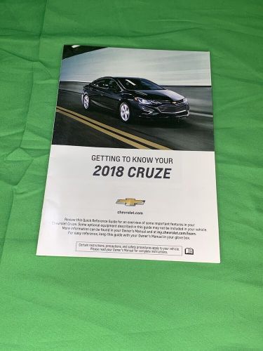 2018 chevrolet cruze owner’s manual w/limited warranty book and reference guide