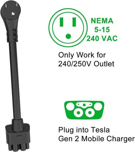 Tesla nema 5-15 adapter gen 2 mobile connector charger for tesla model x y s 3