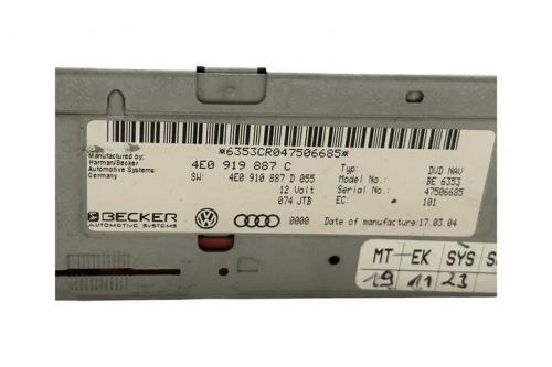 Audi a6 4f2, c6 cd changer 4e0919887c 4e0910887d 3.00 petrol 160kw 26574379-