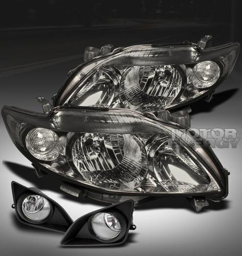 2009-2010 toyota corolla crystal jdm smoke head lights+fog+cover bumper signal