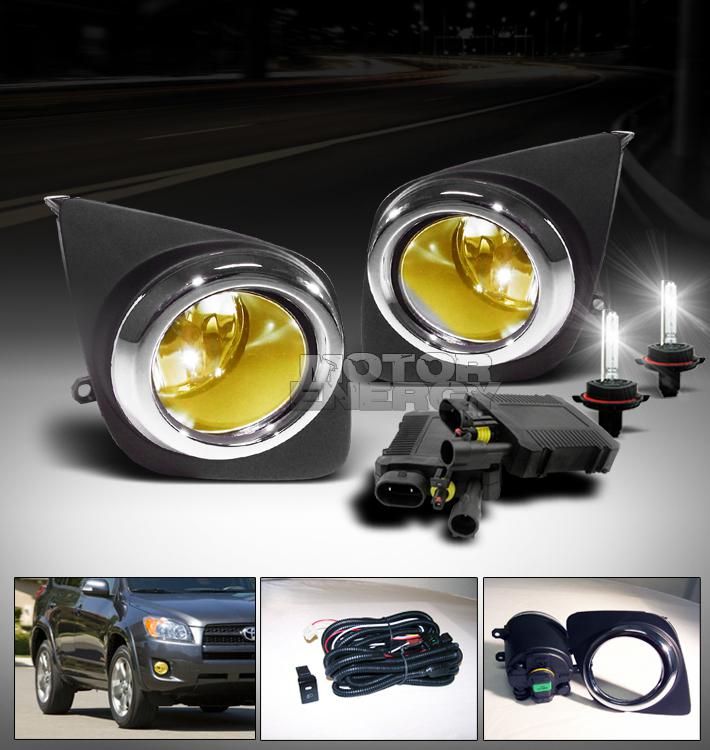 2009 2010 2011 toyota rav4 bumper yellow jdm fog lights+6000k hid+switch+harness