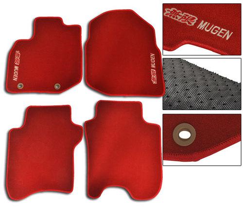 2006-2012 honda fit heavy nylon red car carpet floor mats mat + mugen logo