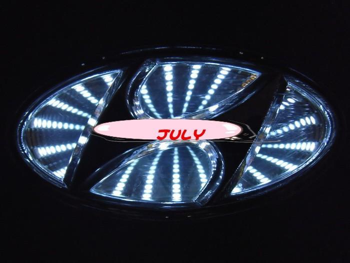 13*6.5cm white car led light emblem,3d car badge,for hyundai elantra i30 3d logo