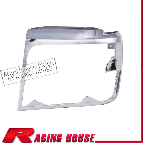 Driver frame head light lamp door bezel 92-96 ford f150 f250 f350 left chrome lh