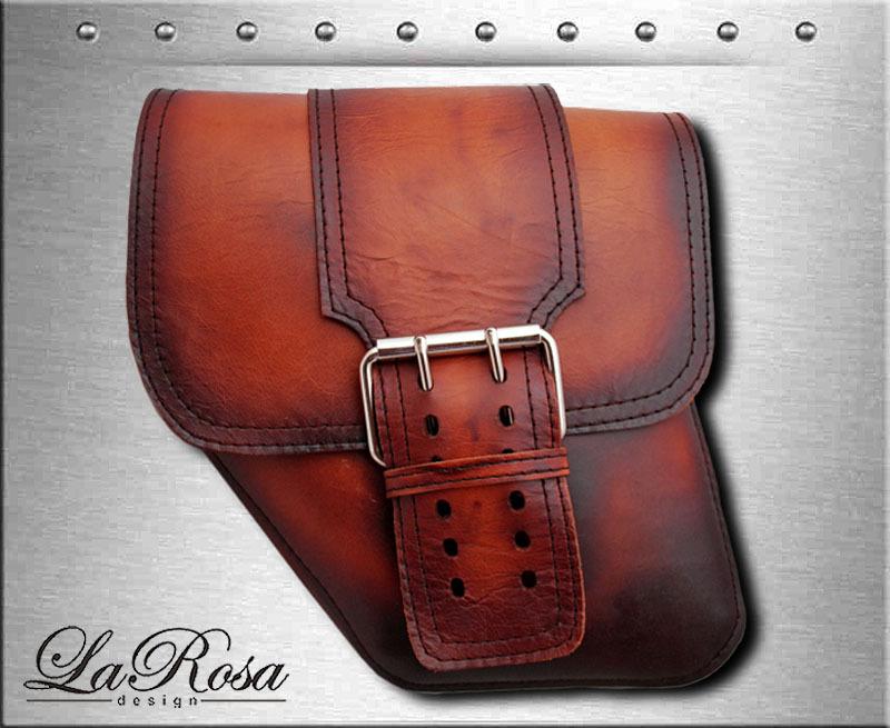 2004-2013 larosa vintage shedron dyna super wide glide solo strap left saddlebag