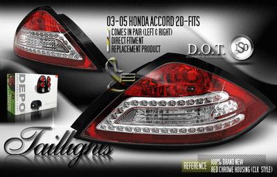 Depo pair euro style red clear altezza tail lights w/ led 03-05 04 honda accord