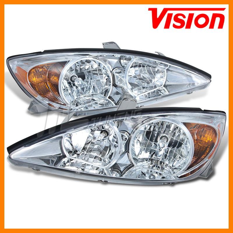 02-04 camry lh/rh vision chrome head lamps corner turn signal lights assembly