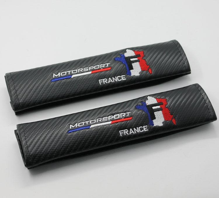 A pair sport carbon fiber race motorsport france seatbelt cover shoulder pads