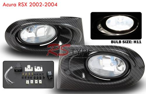 Oem fog lamp kits~02-04 rsx '3d looks carbon clear/super white