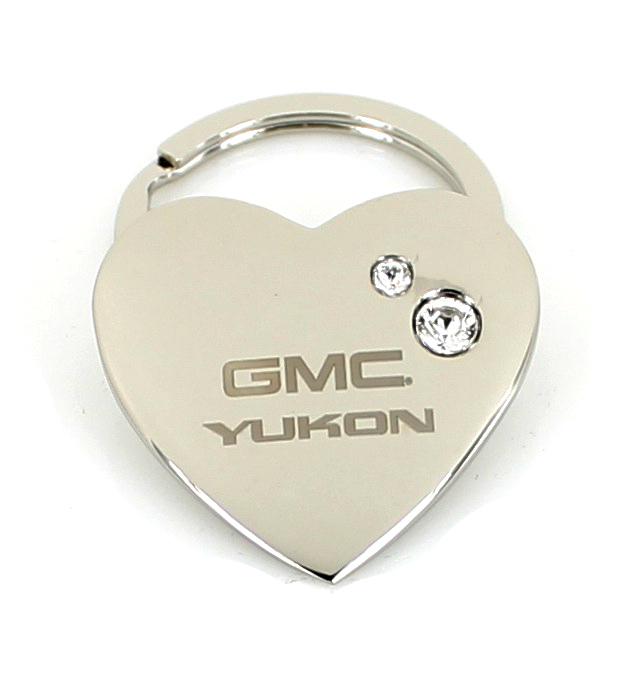 Gmc yukon heart keychain w/ 2 swarovski crystals