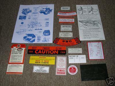 1964 ford thunderbird tbird t-bird decal tag resto kit