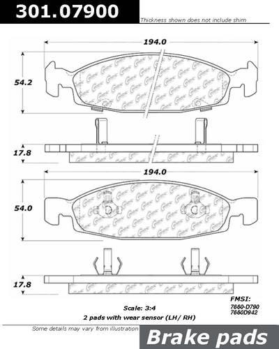 Centric 301.07900 brake pad or shoe, front-centric premium ceramic pads w/shims