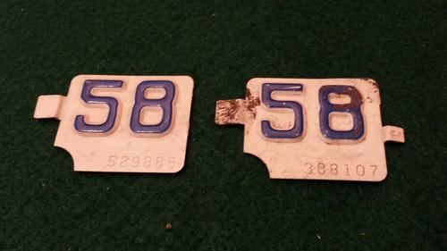 2 vintage 1958 removable metal license plate corner tag ford chevy