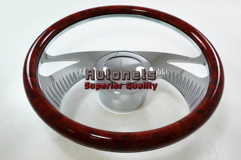 Wood veneer boomerang camaro nova hot rod steering wheel aluminum horn adapter