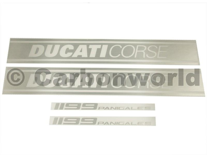 Decal sticker kit side panels in brushed aluminium for ducati 1199 panigale