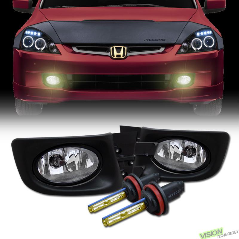 H11 3000k hid+clear lens driving/bumper fog lights lamps pair 03-05 accord sedan