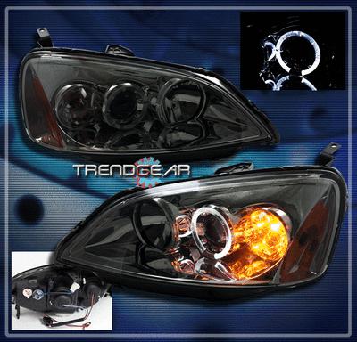 01 02 03 honda civic halo projector headlight lamp jdm smoke dx ex gx hx lx pair