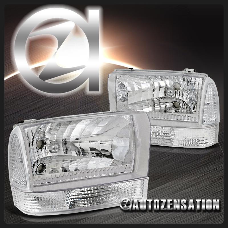 99-04 f250 f350 f450 super duty crystal headlights & clear corner signal lamps